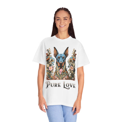 Pure Love Dog Art Unisex T-Shirt - Vibrant Floral Design