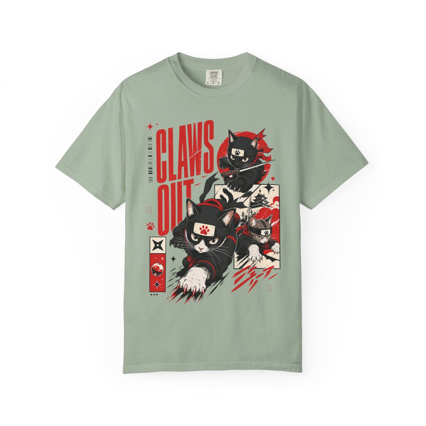 Claws Out Cat Graphic T-Shirt — Retro Ninja Kitties Tee
