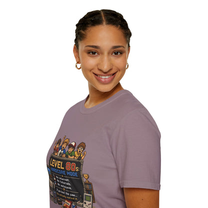 80s Level Up T-Shirt — 'Level 80s: Hardcore Mode' Retro Gaming Tee