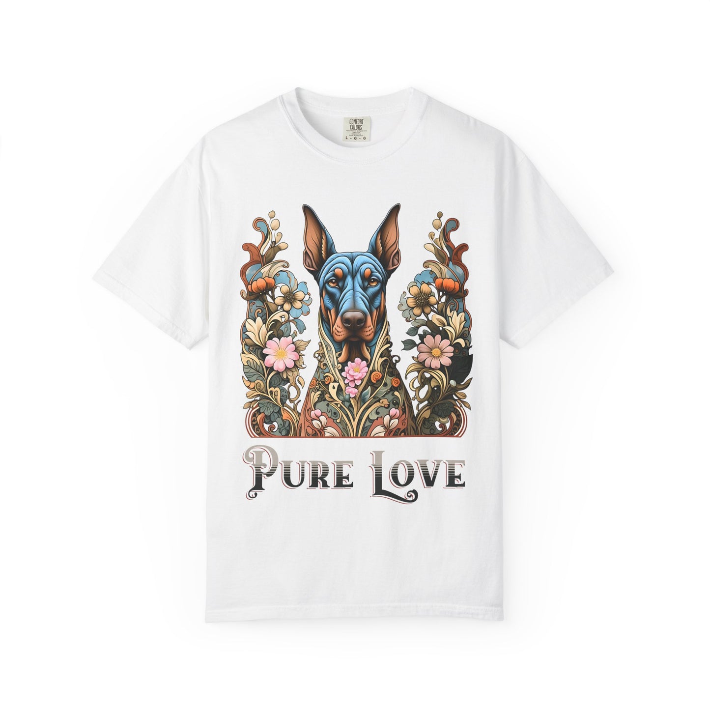 Pure Love Dog Art Unisex T-Shirt - Vibrant Floral Design