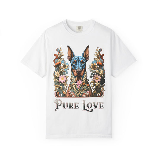 Pure Love Dog Art Unisex T-Shirt - Vibrant Floral Design