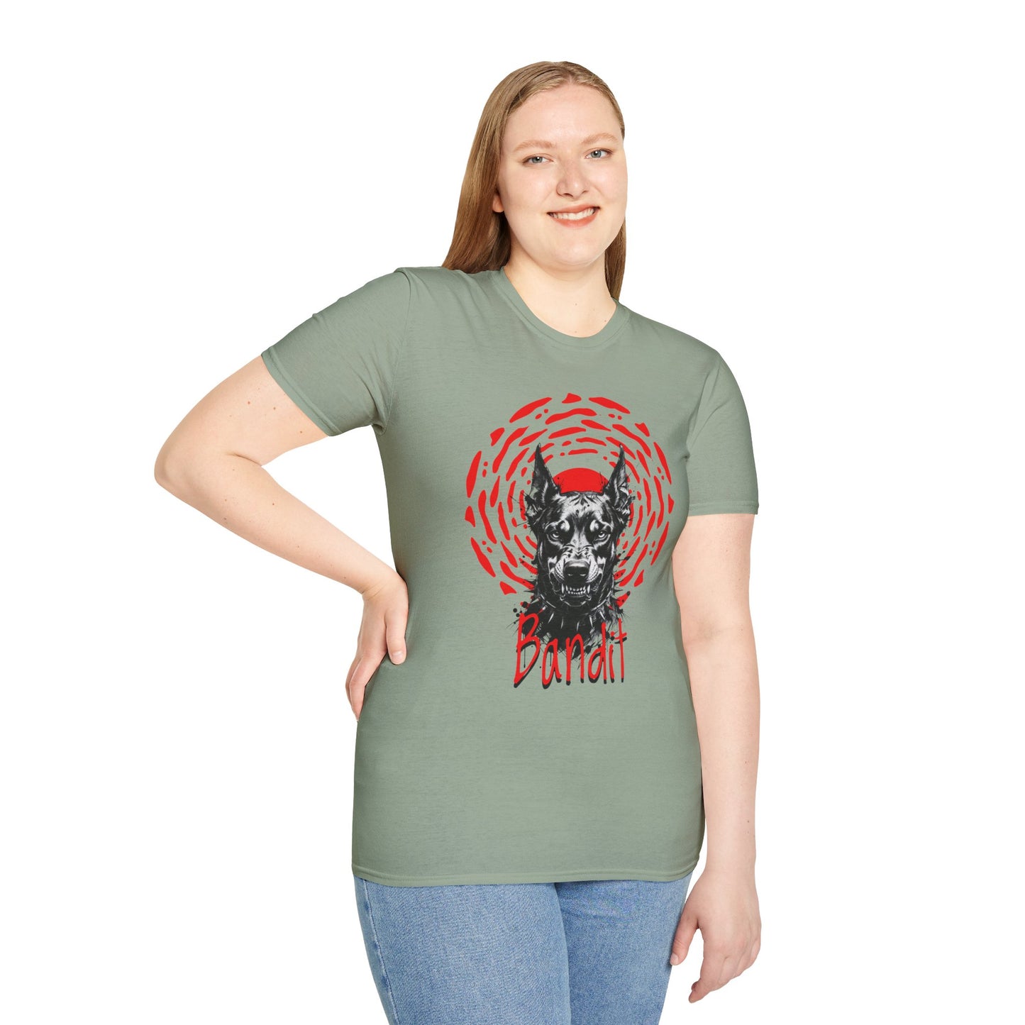 Doberman Graphic T-Shirt — Red Halo 'Bandit' Design