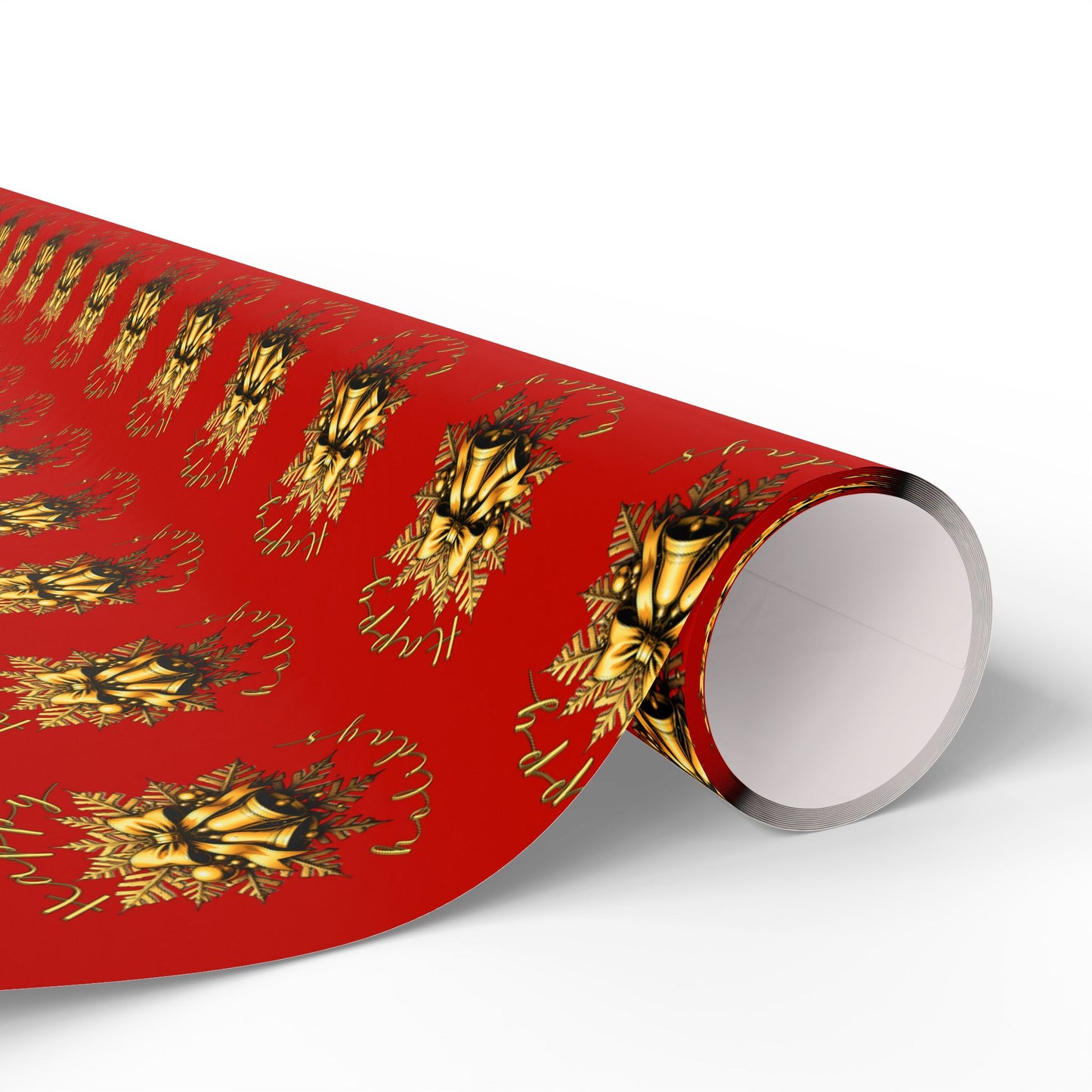 Christmas Wrapping Paper – Red with Gold Pinecone Pattern