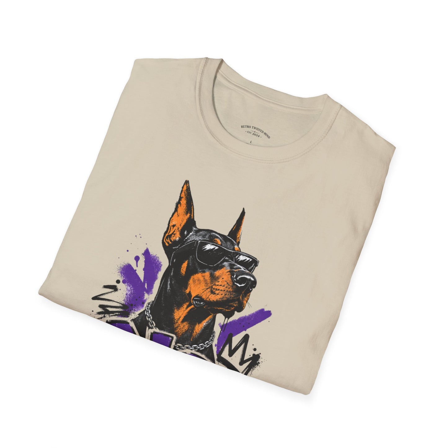 Doberman Graphic Tee — 'No, Thank You' Street Art T-Shirt