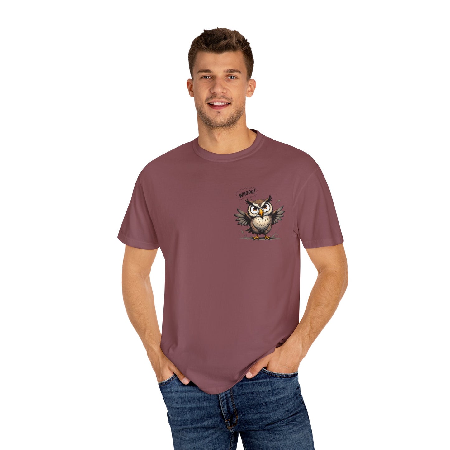 Witty Owl Graphic Tee — "Whooo?" Cute Cartoon Owl T-Shirt