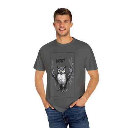 Owl Graphic T-Shirt — 'WOW!' Illustrated Night Owl Tee