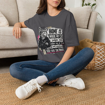 Cat T-Shirt — "Home Is Where My Cat Judges Me" Funny Graphic Tee