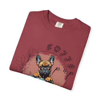 Cute French Bulldog Coffee T-Shirt - Unisex Garment-Dyed Tee