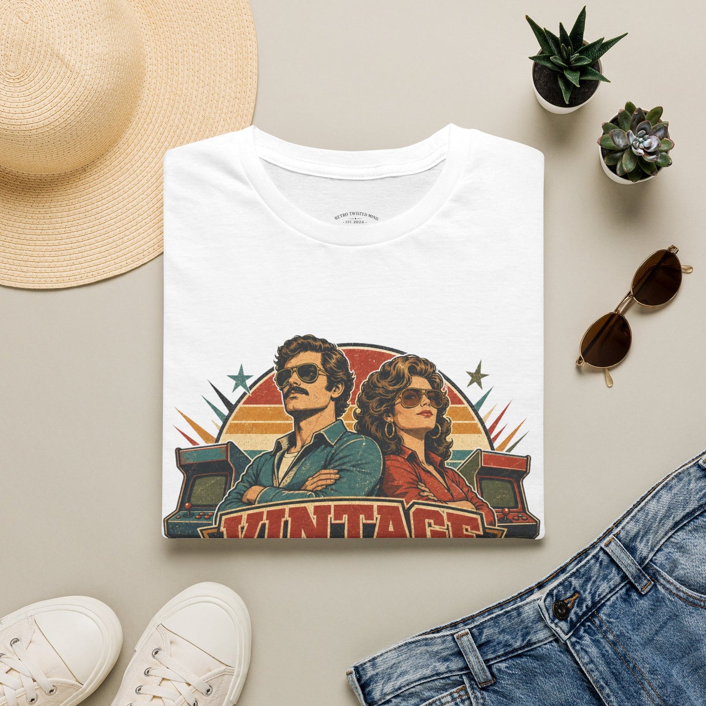 Vintage Human T-Shirt — Retro 70s Duo Graphic Tee