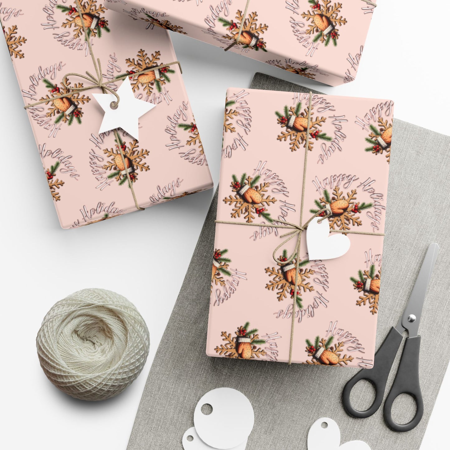 Gift Wrap Paper — Pink Vintage Floral Wreath Pattern (Holiday & Birthday Wrapping)