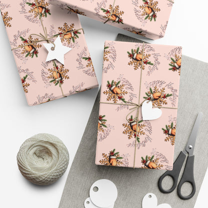 Gift Wrap Paper — Pink Vintage Floral Wreath Pattern (Holiday & Birthday Wrapping)