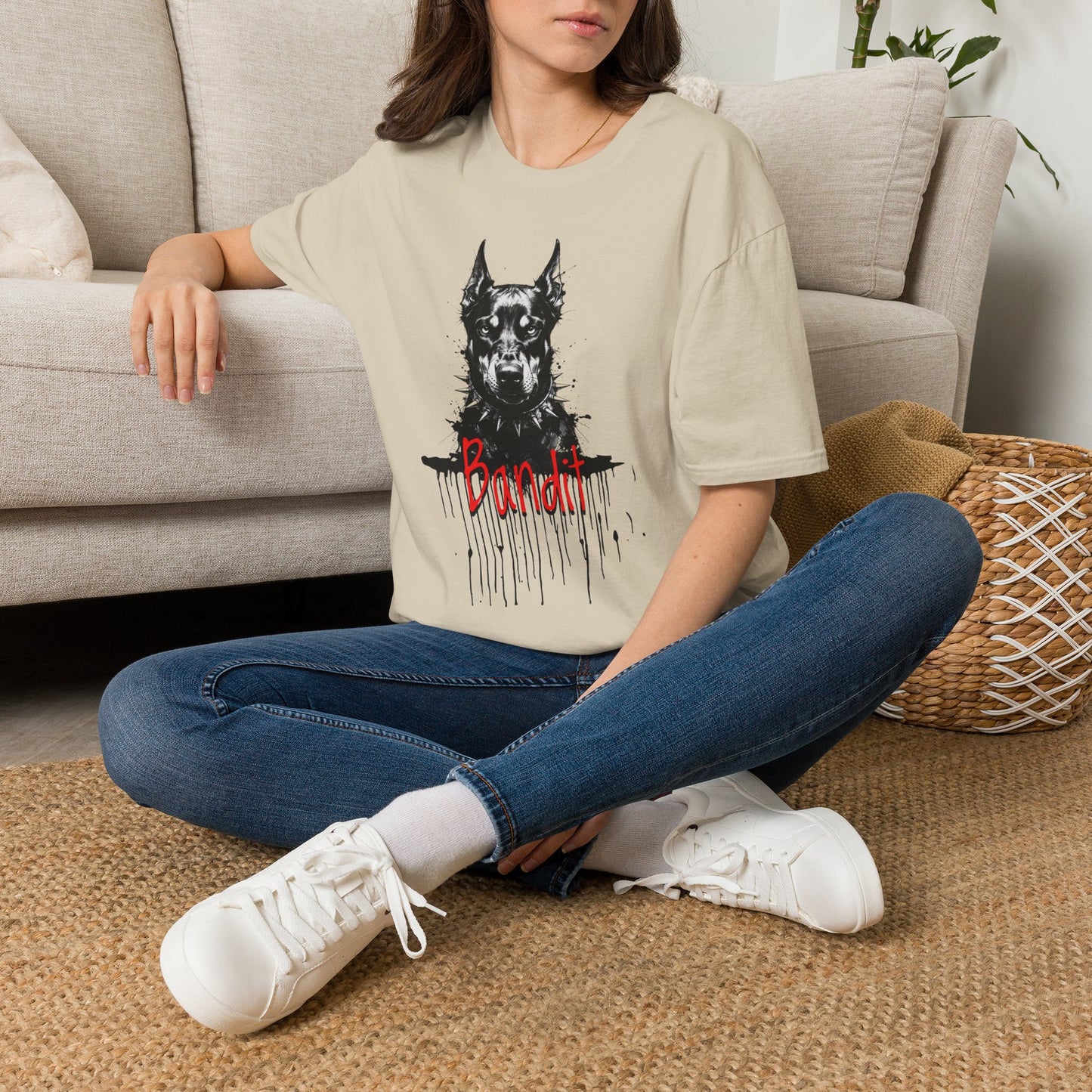 Doberman Portrait T-Shirt — "Warm Amour" Graphic Tee for Dog Lovers
