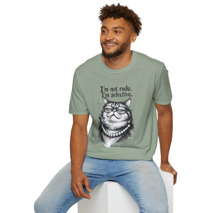 Cat Graphic T‑Shirt — "I'm Not Rude, I'm Selective" Funny Cat Tee