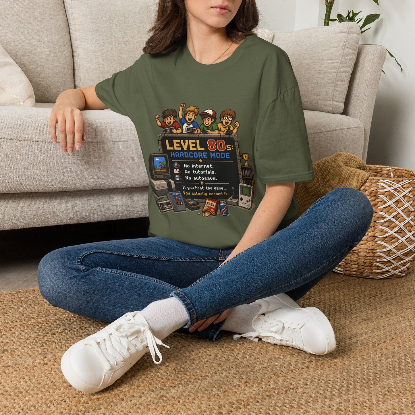 80s Level Up T-Shirt — 'Level 80s: Hardcore Mode' Retro Gaming Tee