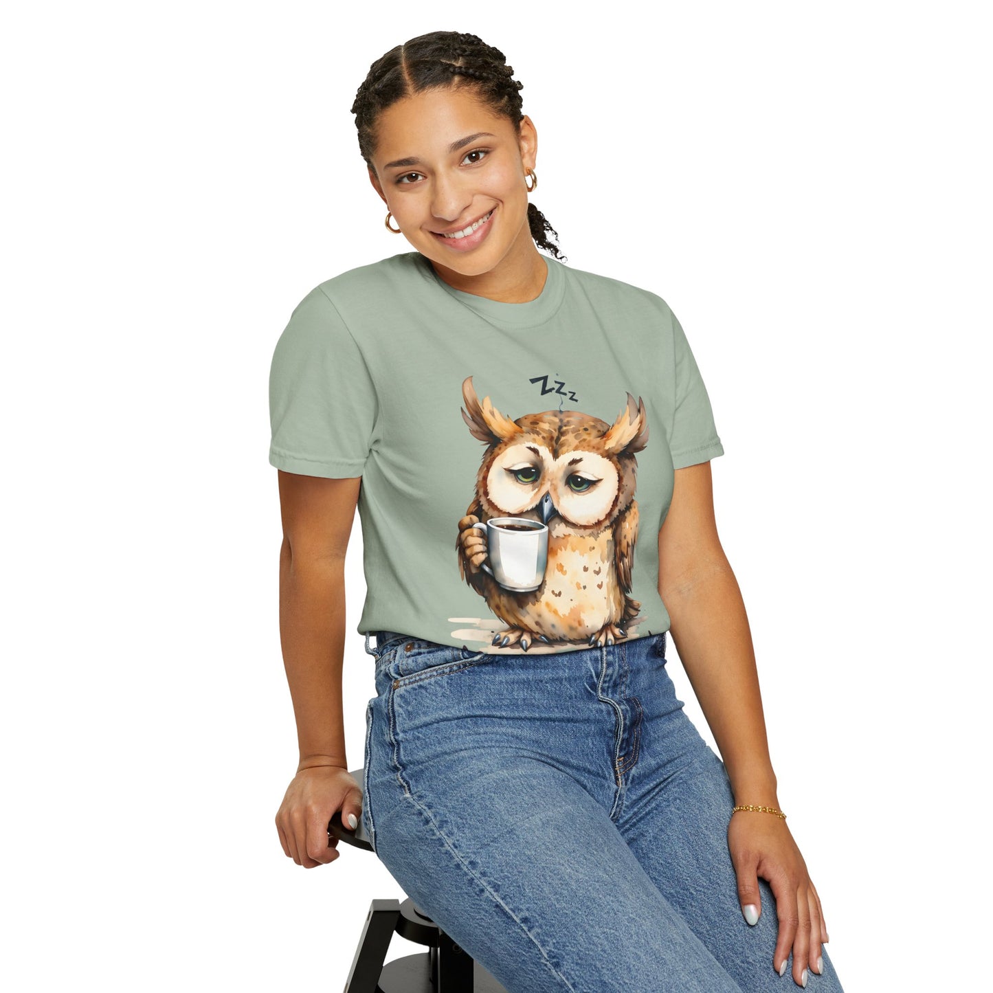 Not Ready Yet Owl T-Shirt — Cute Sleepy Owl Coffee Tee