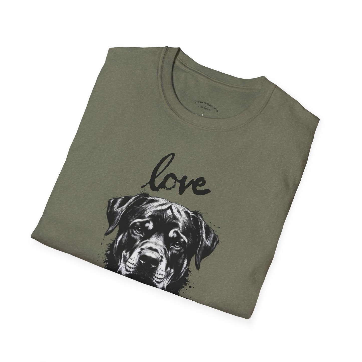 Love Rottweiler T-Shirt — Vintage Black Dog Portrait Tee for Dog Lovers