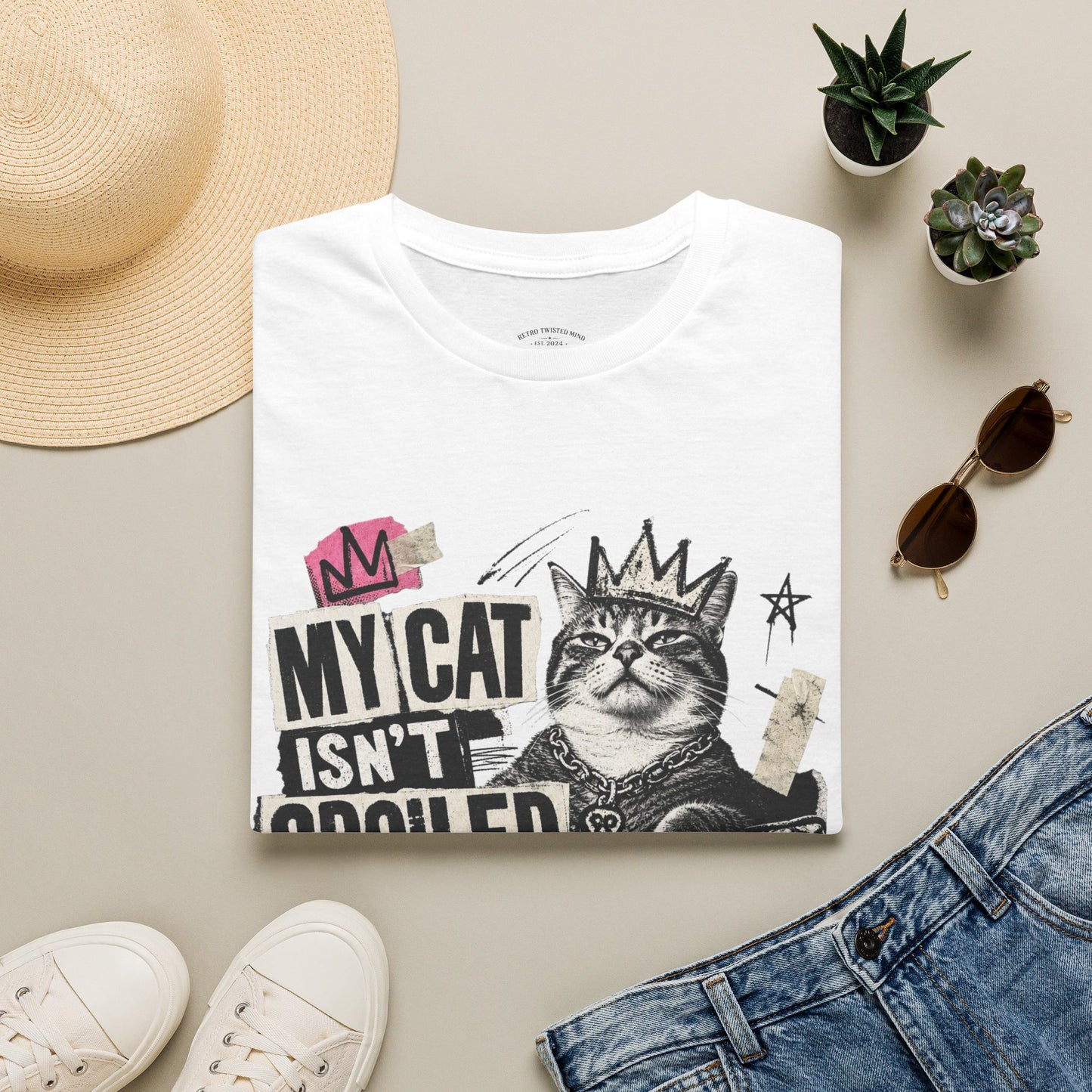 Cat T-Shirt — “My Cat Isn’t Spoiled, I’m Just Properly Trained” Graphic Tee