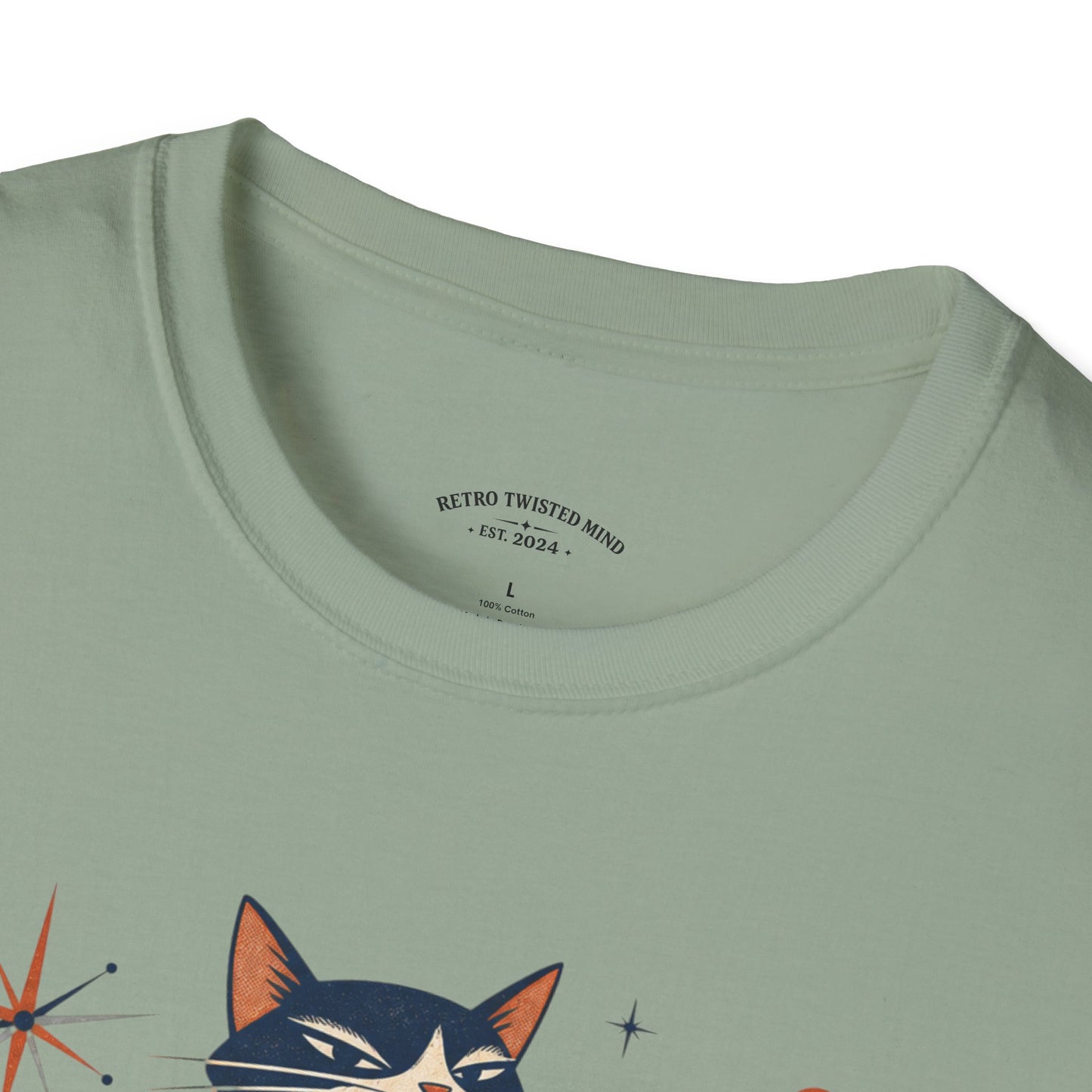 Cat Was Here First T-Shirt — Retro Mid-Century Kitty "You’re Just Visiting" Tee