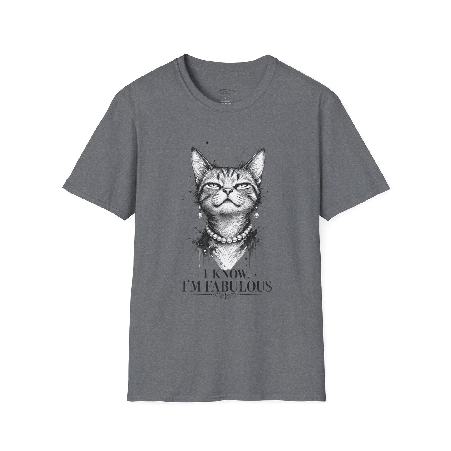 Cat T-Shirt — 'I Know I’m Fabulous' Cute Smiling Cat Graphic Tee