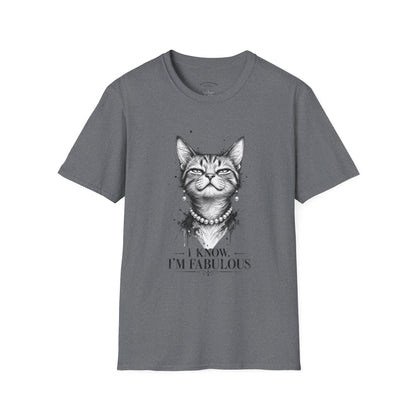 Cat T-Shirt — 'I Know I’m Fabulous' Cute Smiling Cat Graphic Tee