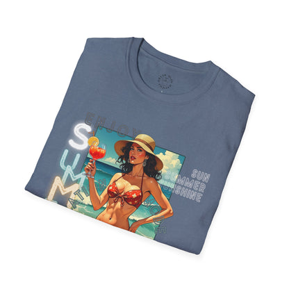 Enjoy Summer Vintage T-Shirt - Unisex Softstyle Tee for Beach Lovers