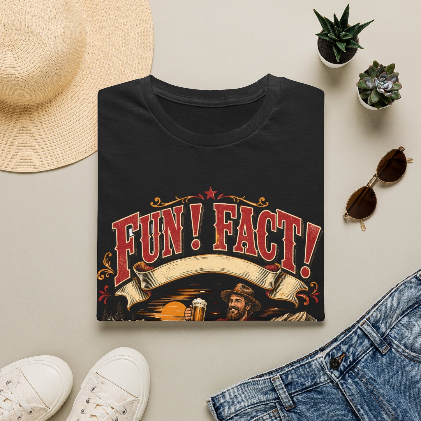 Fun! Fact! T-Shirt — Vintage Beer Drinker Graphic Tee