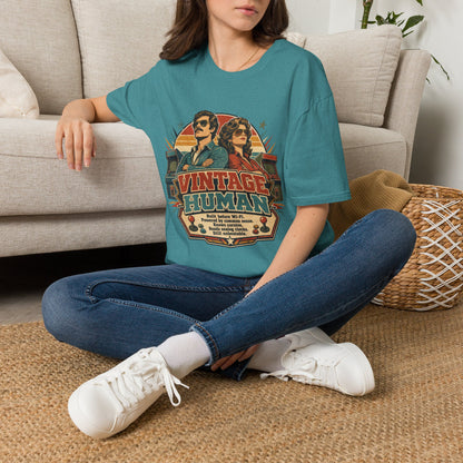 Vintage Human T-Shirt — Retro 70s Duo Graphic Tee