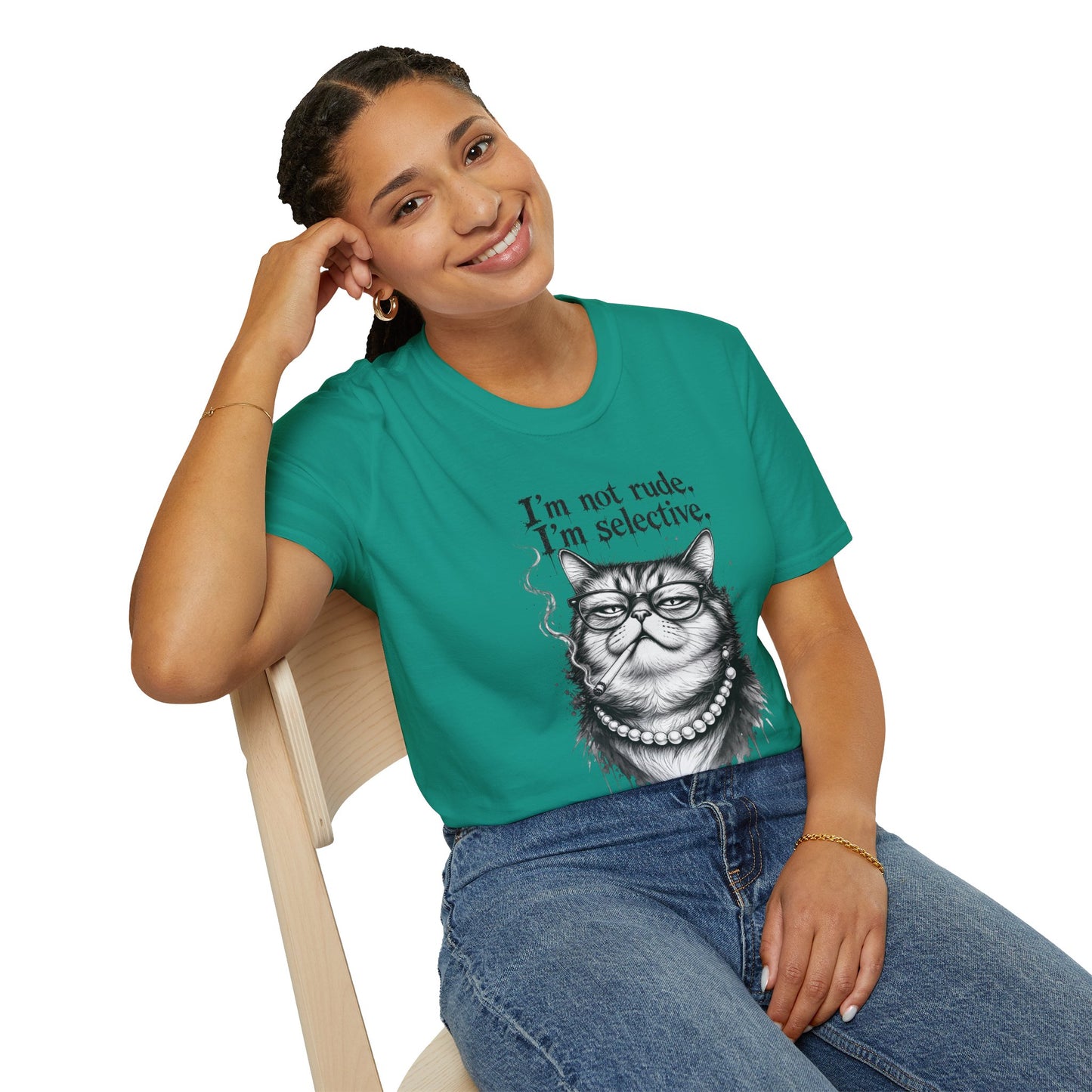 Cat Graphic T‑Shirt — "I'm Not Rude, I'm Selective" Funny Cat Tee