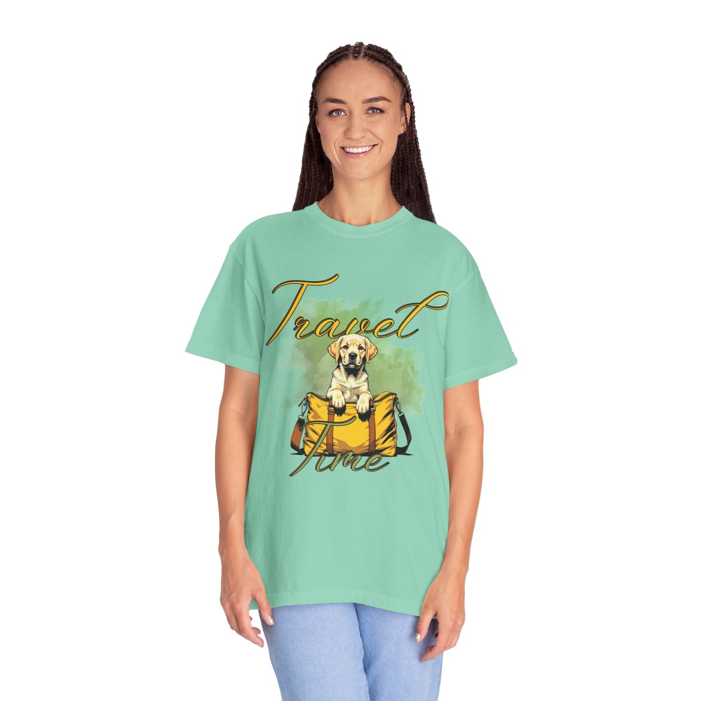 Travel Time Dog T-Shirt - Unisex Garment-Dyed Tee for Pet Lovers