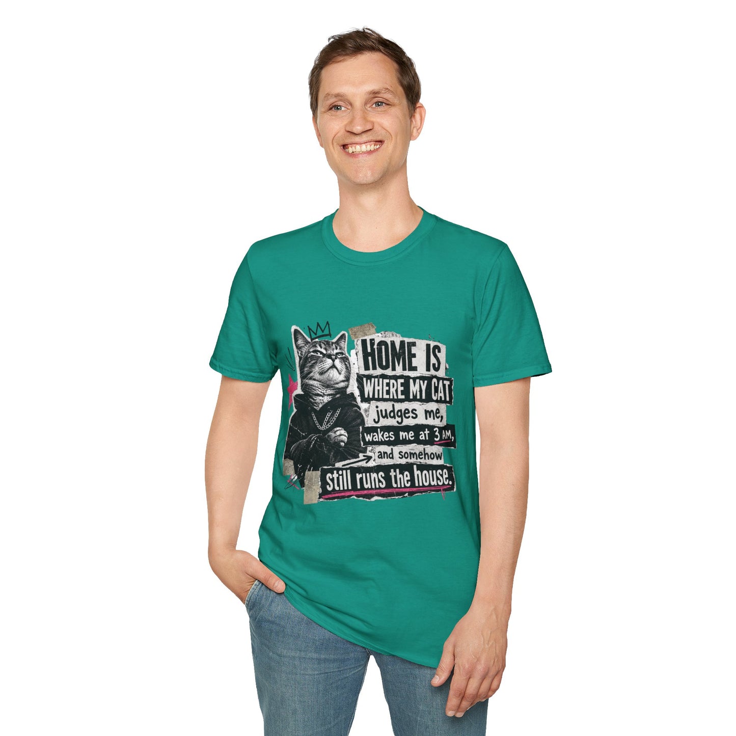 Cat T-Shirt — "Home Is Where My Cat Judges Me" Funny Graphic Tee