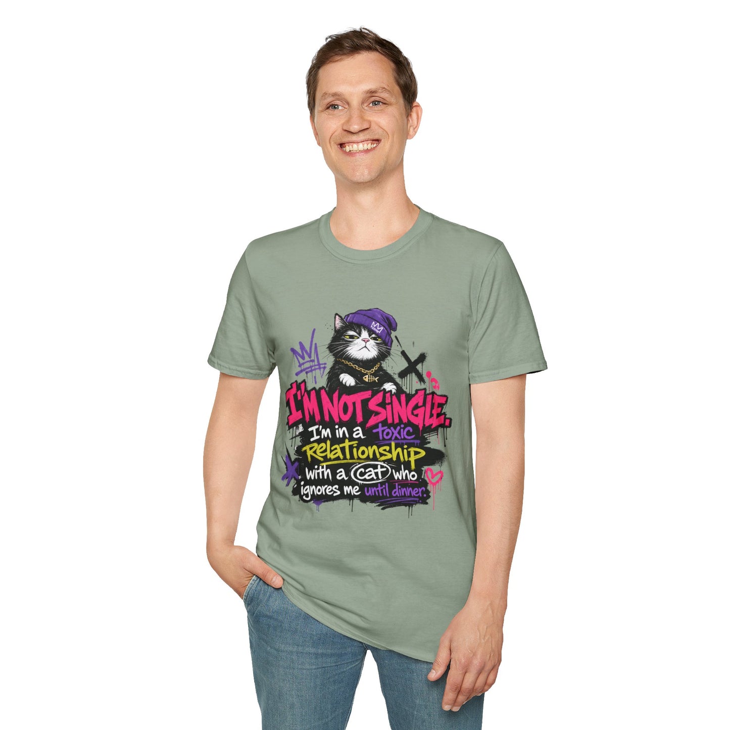 T‑Shirt — “I’m Not Single: I’m in a Toxic Relationship with a Cat” Graphic Tee