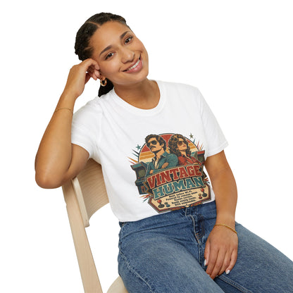 Vintage Human T-Shirt — Retro 70s Duo Graphic Tee