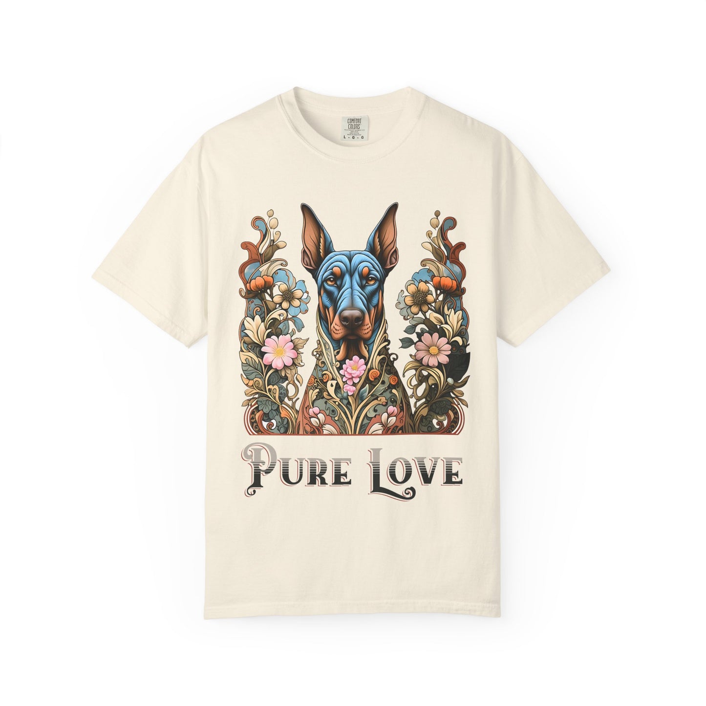 Pure Love Dog Art Unisex T-Shirt - Vibrant Floral Design