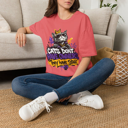 Cat Graphic Tee — "Cats Don't Have Owners They Have Staff"