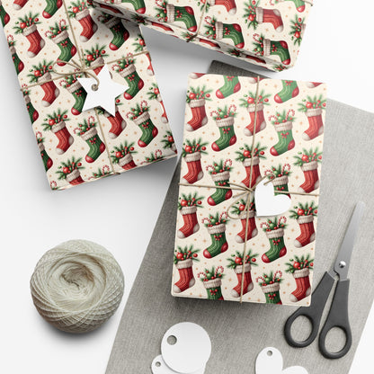 Christmas Stocking Gift Wrap Paper – Festive Holiday Wrapping Sheets