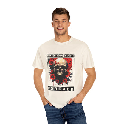 Edgy Skull Graphic T-Shirt - Unique Casual Wear, Unisex Streetwear, Gift for Music Lovers, Halloween Costume, Forever Quote Tee