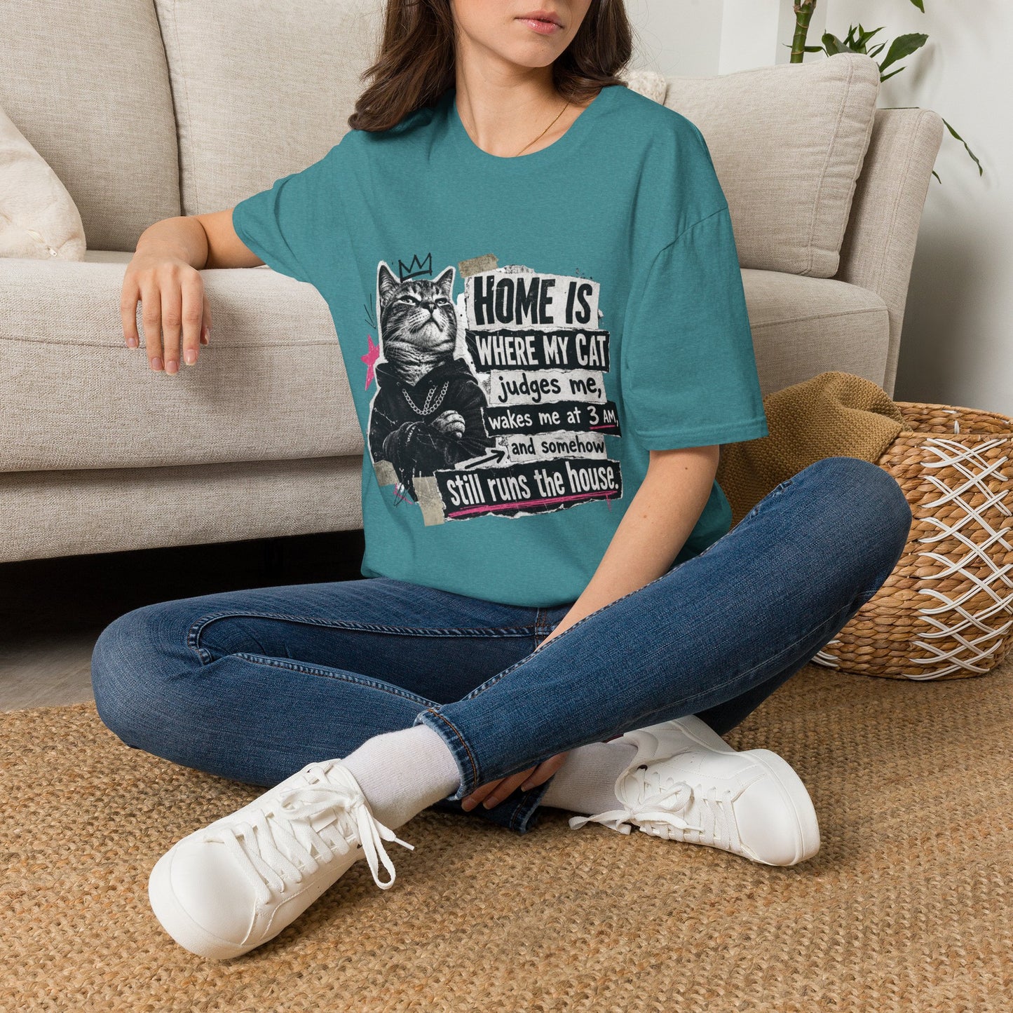 Cat T-Shirt — "Home Is Where My Cat Judges Me" Funny Graphic Tee
