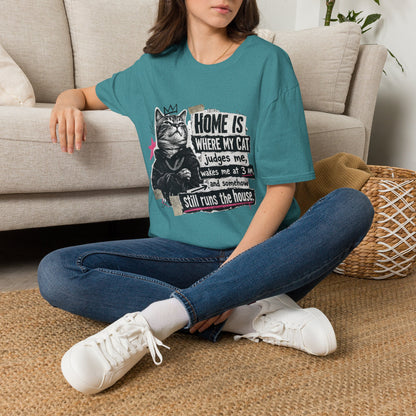 Cat T-Shirt — "Home Is Where My Cat Judges Me" Funny Graphic Tee