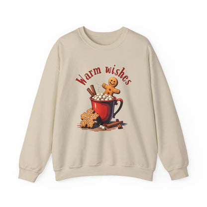 Crewneck Sweatshirt — "Warm Wishes" Hot Cocoa & Gingerbread Holiday Design