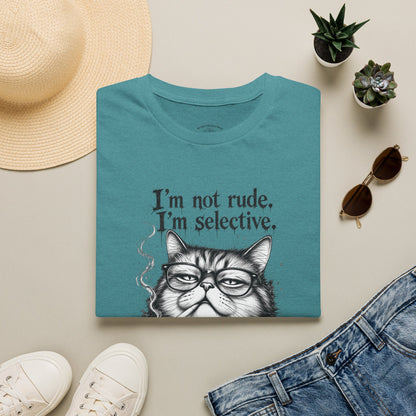Cat Graphic T‑Shirt — "I'm Not Rude, I'm Selective" Funny Cat Tee