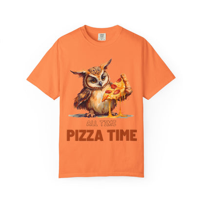 Pizza Time Owl T-Shirt — Cute Owl Eating Pizza Graphic Tee