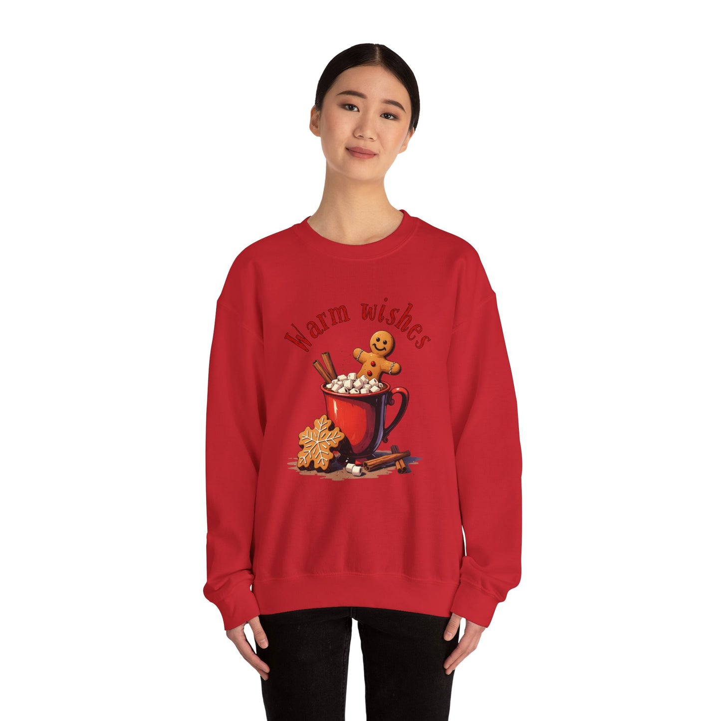 Crewneck Sweatshirt — "Warm Wishes" Hot Cocoa & Gingerbread Holiday Design