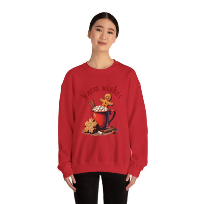 Crewneck Sweatshirt — "Warm Wishes" Hot Cocoa & Gingerbread Holiday Design