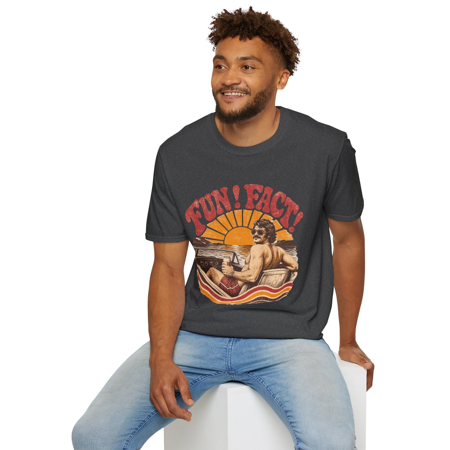 Retro 'FUN! FACT!' Surf Tee — Vintage Sunset Beach Graphic T-Shirt