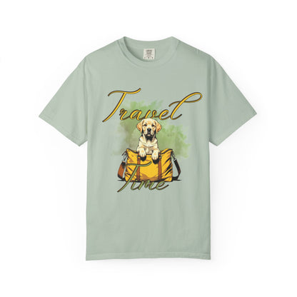Travel Time Dog T-Shirt - Unisex Garment-Dyed Tee for Pet Lovers