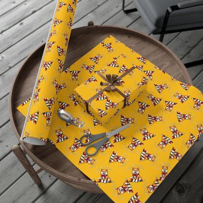 Dog Elf Pattern Gift Wrap Paper — Festive Shiba Inu Wrapping Sheets