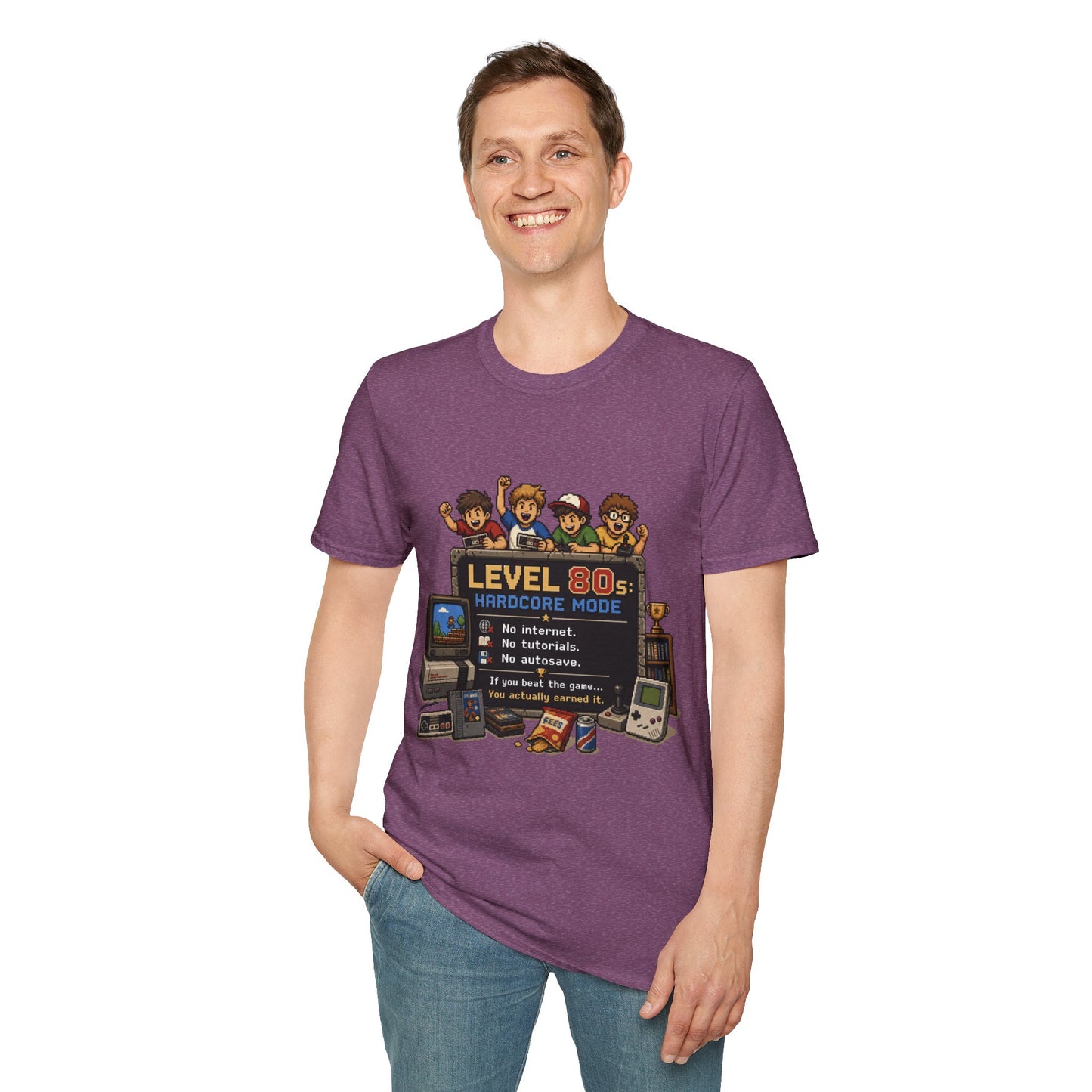 80s Level Up T-Shirt — 'Level 80s: Hardcore Mode' Retro Gaming Tee