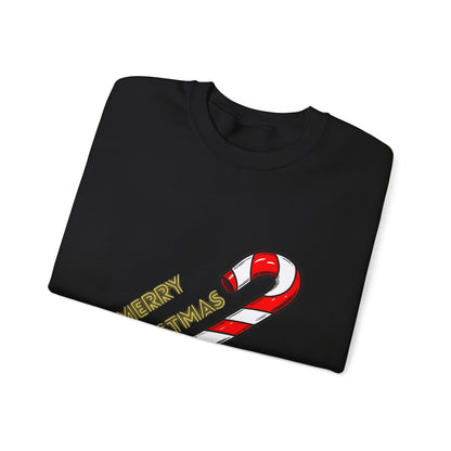 Christmas Candy Cane Crewneck Sweatshirt — "Merry Christmas" Holiday Sweater