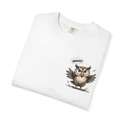 Witty Owl Graphic Tee — "Whooo?" Cute Cartoon Owl T-Shirt