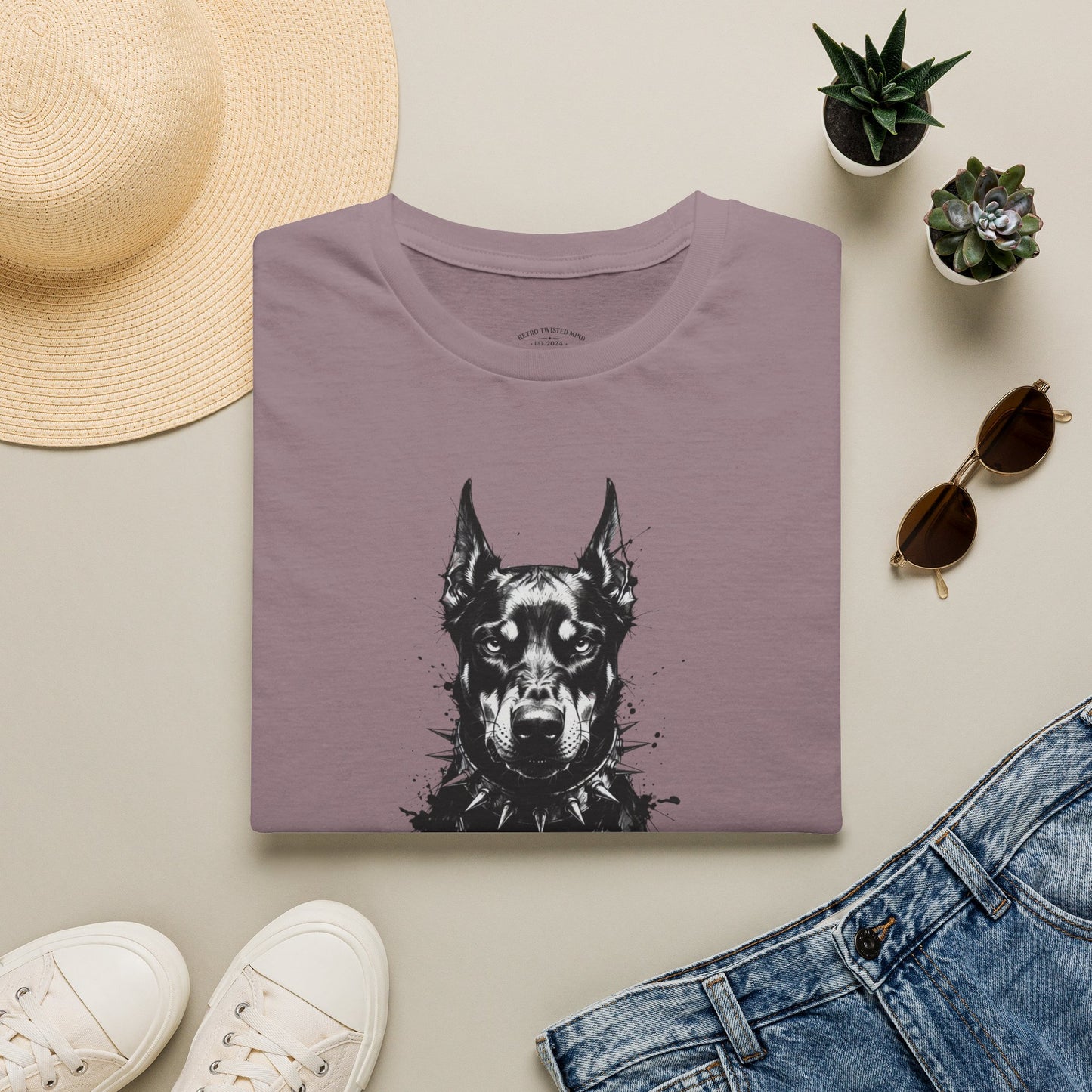 Doberman Portrait T-Shirt — "Warm Amour" Graphic Tee for Dog Lovers